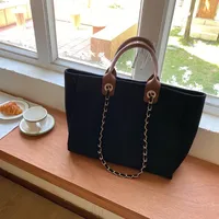 Women's Large Canvas Solid Color Basic Vintage Style Open Tote Bag sku image 2