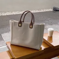 Women's Large Canvas Solid Color Basic Vintage Style Open Tote Bag main image 4