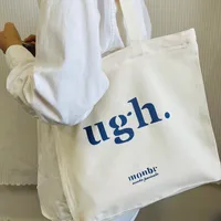 Women's Large Canvas Letter Basic Classic Style Zipper Canvas Bag main image 5