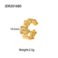 304 Stainless Steel 18K Gold Plated Sweet Enamel Plating Flower Rings sku image 2