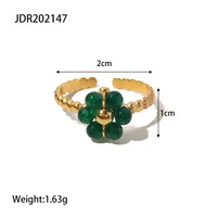 304 Stainless Steel 18K Gold Plated Sweet Enamel Plating Flower Rings sku image 1