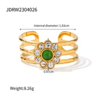 304 Stainless Steel 18K Gold Plated Sweet Enamel Plating Flower Rings sku image 9