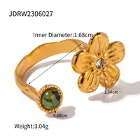 304 Stainless Steel 18K Gold Plated Sweet Enamel Plating Flower Rings sku image 8