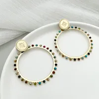 1 Pair Vacation Bohemian Round Heart Shape Patchwork Plating Inlay 304 Stainless Steel Natural Stone 14K Gold Plated Drop Earrings main image 8