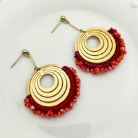 1 Pair Vacation Bohemian Round Heart Shape Patchwork Plating Inlay 304 Stainless Steel Natural Stone 14K Gold Plated Drop Earrings main image 5