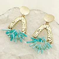 1 Pair Vacation Bohemian Round Heart Shape Patchwork Plating Inlay 304 Stainless Steel Natural Stone 14K Gold Plated Drop Earrings main image 4