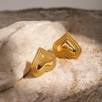 1 Pair Simple Style Classic Style Heart Shape Plating 316 Stainless Steel  18K Gold Plated Ear Studs main image 5