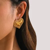 1 Pair Simple Style Classic Style Heart Shape Plating 316 Stainless Steel  18K Gold Plated Ear Studs main image 3