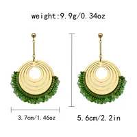 1 Pair Vacation Bohemian Round Heart Shape Patchwork Plating Inlay 304 Stainless Steel Natural Stone 14K Gold Plated Drop Earrings sku image 2