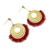 1 Pair Vacation Bohemian Round Heart Shape Patchwork Plating Inlay 304 Stainless Steel Natural Stone 14K Gold Plated Drop Earrings sku image 3