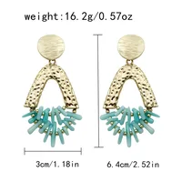 1 Pair Vacation Bohemian Round Heart Shape Patchwork Plating Inlay 304 Stainless Steel Natural Stone 14K Gold Plated Drop Earrings sku image 4