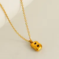 304 Stainless Steel 18K Gold Plated Simple Style Plating Letter Pendant Necklace sku image 5