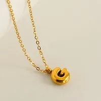 304 Stainless Steel 18K Gold Plated Simple Style Plating Letter Pendant Necklace sku image 8