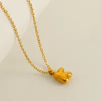304 Stainless Steel 18K Gold Plated Simple Style Plating Letter Pendant Necklace sku image 12