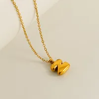 304 Stainless Steel 18K Gold Plated Simple Style Plating Letter Pendant Necklace sku image 26