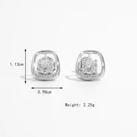 1 Pair White Gold Plated 925 Sterling Silver Zircon Semicircle Ear Studs main image 5