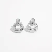 1 Pair White Gold Plated 925 Sterling Silver Zircon Semicircle Ear Studs main image 3