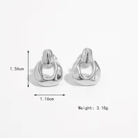 1 Pair White Gold Plated 925 Sterling Silver Zircon Semicircle Ear Studs sku image 4