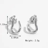1 Pair White Gold Plated 925 Sterling Silver Zircon Semicircle Ear Studs sku image 2