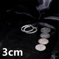 1 Pair Simple Style Cool Style Round Plating Inlay Iron Rhinestones Silver Plated Earrings sku image 1