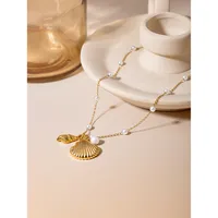 Modern Style Simple Style Classic Style Shell 304 Stainless Steel Imitation Pearl 18K Gold Plated Women's Pendant Necklace main image 5