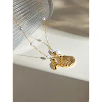 Modern Style Simple Style Classic Style Shell 304 Stainless Steel Imitation Pearl 18K Gold Plated Women's Pendant Necklace main image 4
