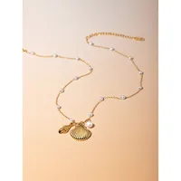 Modern Style Simple Style Classic Style Shell 304 Stainless Steel Imitation Pearl 18K Gold Plated Women's Pendant Necklace main image 3