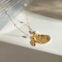 Modern Style Simple Style Classic Style Shell 304 Stainless Steel Imitation Pearl 18K Gold Plated Women's Pendant Necklace main image 1