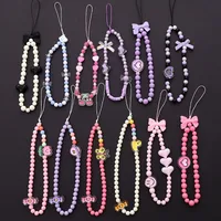 Cute Sweet Fruit Heart Shape Bow Knot Arylic Beaded Bag Pendant Mobile Phone Chain main image 1
