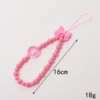 Cute Sweet Fruit Heart Shape Bow Knot Arylic Beaded Bag Pendant Mobile Phone Chain main image 5