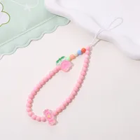 Cute Sweet Fruit Heart Shape Bow Knot Arylic Beaded Bag Pendant Mobile Phone Chain sku image 3