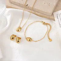 304 Stainless Steel White Gold Plated Gold Plated Vintage Style Simple Style Plating Inlay Geometric Solid Color Zircon Bracelets Earrings Necklace main image 4