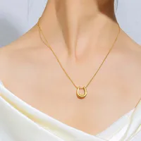 304 Stainless Steel 18K Gold Plated Elegant Simple Style U Shape Pendant Necklace main image 9