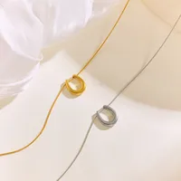 304 Stainless Steel 18K Gold Plated Elegant Simple Style U Shape Pendant Necklace main image 1