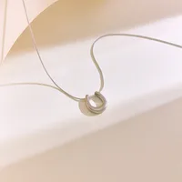 304 Stainless Steel 18K Gold Plated Elegant Simple Style U Shape Pendant Necklace main image 4
