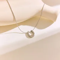 304 Stainless Steel 18K Gold Plated Elegant Simple Style U Shape Pendant Necklace main image 3