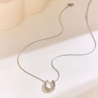 304 Stainless Steel 18K Gold Plated Elegant Simple Style U Shape Pendant Necklace main image 2