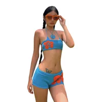 Holiday Beach Date Women's Streetwear Flower Spandex Polyester Printing Backless Pants Sets Shorts Sets main image 5