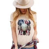 Women's T-shirt Short Sleeve T-Shirts Printing Streetwear Letter Cattle main image 4