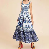 Women's Strap Dress Swing Dress Vacation U Neck Printing Sleeveless Printing Maxi Long Dress Holiday Beach main image 5