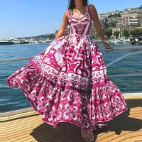 Women's Strap Dress Swing Dress Vacation U Neck Printing Sleeveless Printing Maxi Long Dress Holiday Beach main image 1