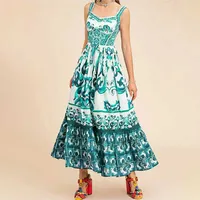 Women's Strap Dress Swing Dress Vacation U Neck Printing Sleeveless Printing Maxi Long Dress Holiday Beach main image 2