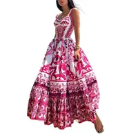 Women's Strap Dress Swing Dress Vacation U Neck Printing Sleeveless Printing Maxi Long Dress Holiday Beach main image 4