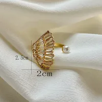 Copper 18K Gold Plated Simple Style Classic Style Plating Inlay Solid Color Pearl Zircon Open Rings main image 10
