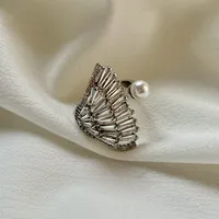 Copper 18K Gold Plated Simple Style Classic Style Plating Inlay Solid Color Pearl Zircon Open Rings main image 3