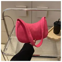 Women's Small Corduroy Solid Color Streetwear Zipper Underarm Bag sku image 4