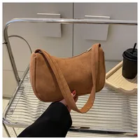 Women's Small Corduroy Solid Color Streetwear Zipper Underarm Bag sku image 5