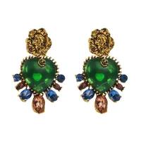 1 Pair Casual Vacation Classic Style Oval Heart Shape Flower Inlay Alloy Resin Resin Glass Gold Plated Drop Earrings main image 2