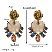 1 Pair Casual Vacation Classic Style Oval Heart Shape Flower Inlay Alloy Resin Resin Glass Gold Plated Drop Earrings main image 5