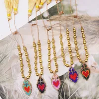 Wholesale Jewelry Ethnic Style Heart Shape Glass Tassel Bracelets main image 1